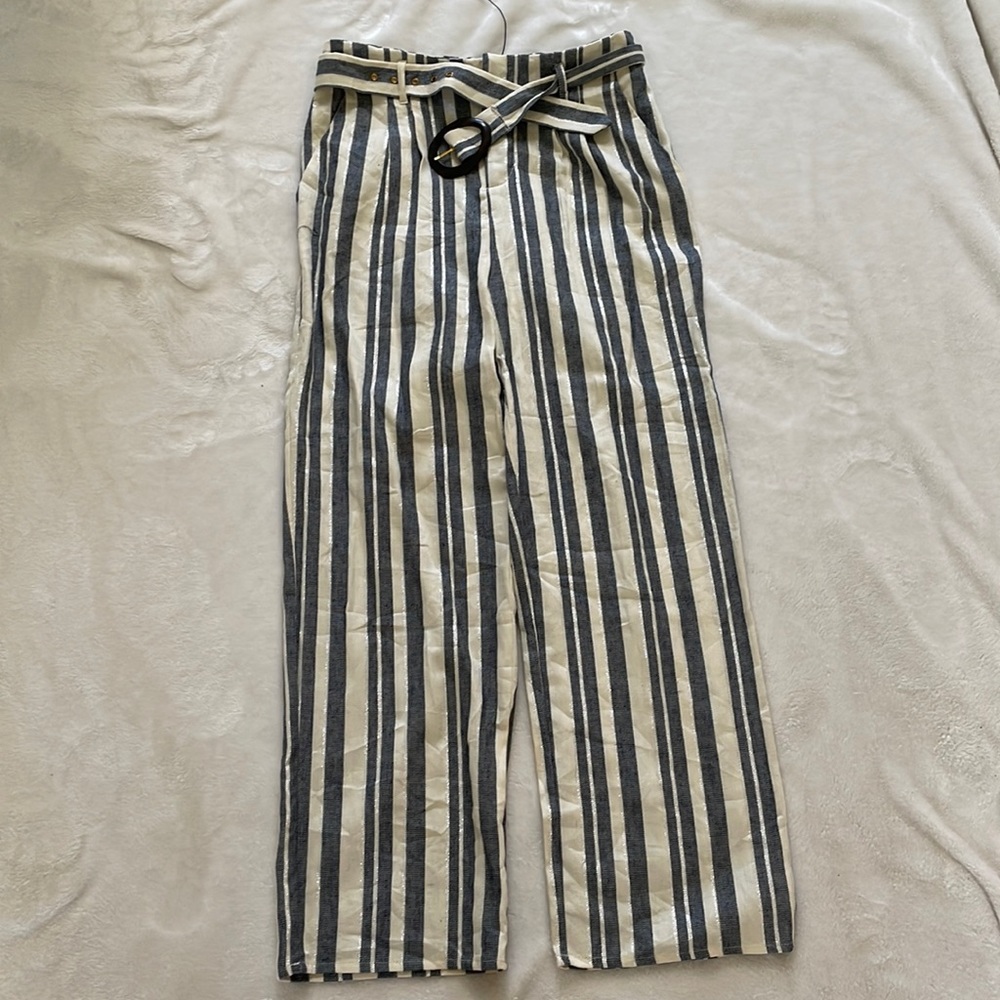 Romeo and Juliet couture wide leg stripe pant with belt.